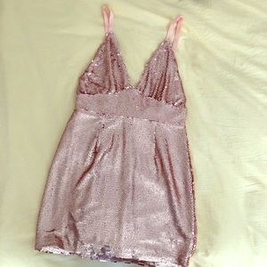About Us Revolve rose gold sequin dress